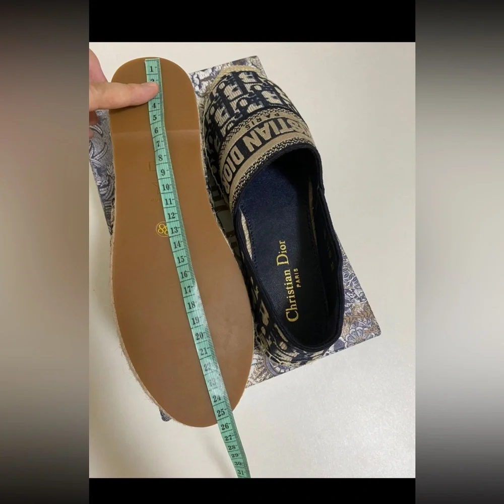 Dior Navy and Beige Oblique Logo Espadrilles